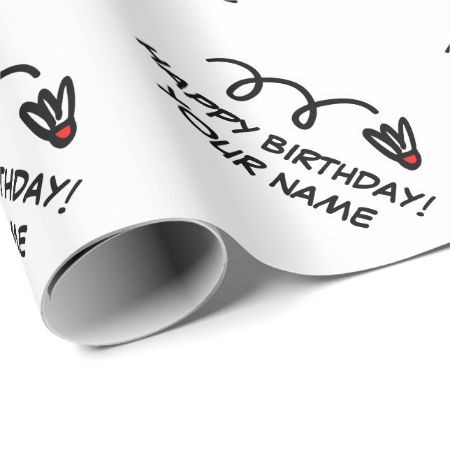 grattis på födelsedagen badminton-skyttelsport presentpapper (Rullad Hörn)