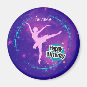 Grattis på födelsedagen Ballerina Galaxy Personlig Magnet