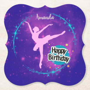 Grattis på födelsedagen Ballerina Galaxy Personlig Underlägg Papper