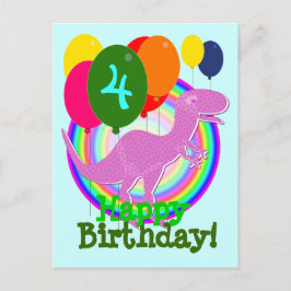 Grattis på födelsedagen Ballong 4 Lila T-Rex vykor Vykort