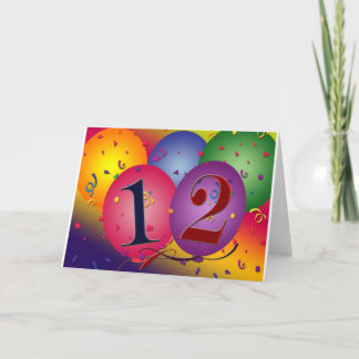 Grattis på födelsedagen-ballonger - 12:e-födelseda kort