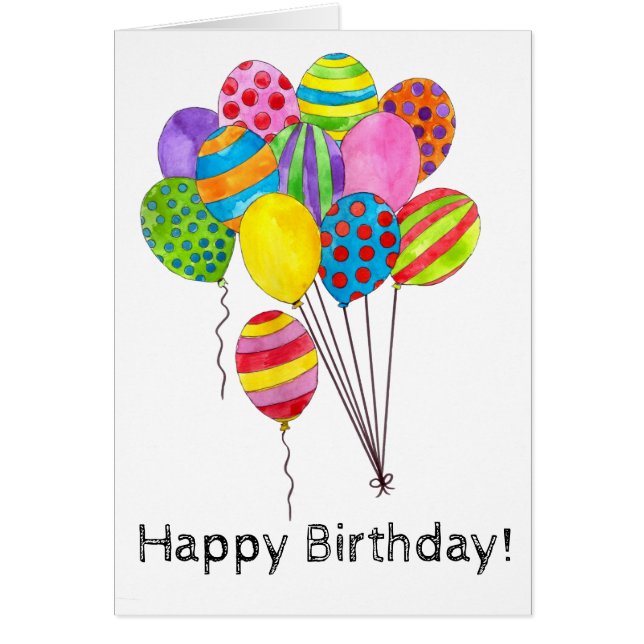 Grattis på födelsedagen-ballonger hälsningskort (Framsidan)
