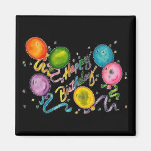 Grattis på födelsedagen-ballonger magnet