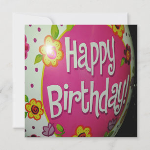 Grattis på födelsedagen-ballonger med blommor, bal inbjudningar