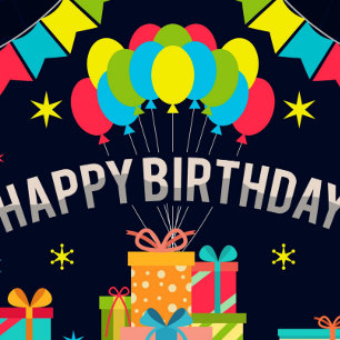 Grattis på födelsedagen-ballonger presentpapper