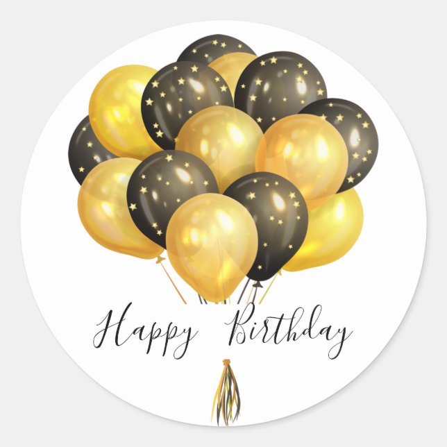 Grattis på födelsedagen-ballonger runt klistermärke (Framsida)