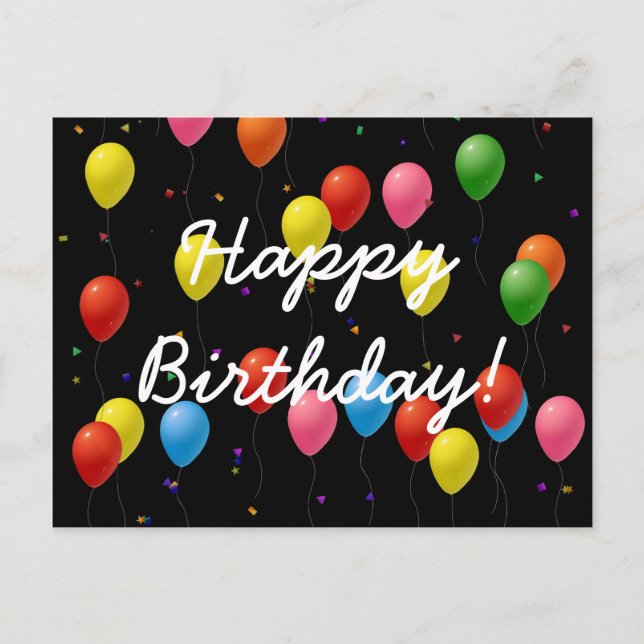 Grattis på födelsedagen-ballonger vykort (Framsida)