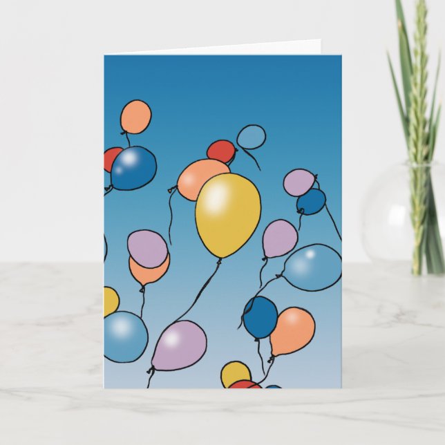 Grattis på födelsedagen Ballongfirande Kort (Framsida)
