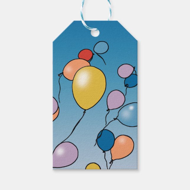 Grattis på födelsedagen Ballongfirande Presentetikett (Framsidan)