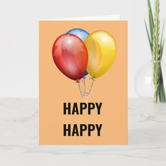GRATTIS PÅ FÖDELSEDAGEN BALLOONS GREETING CARD KORT (Framsida)