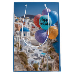 Grattis på födelsedagen Balloons in Santorini, Gre