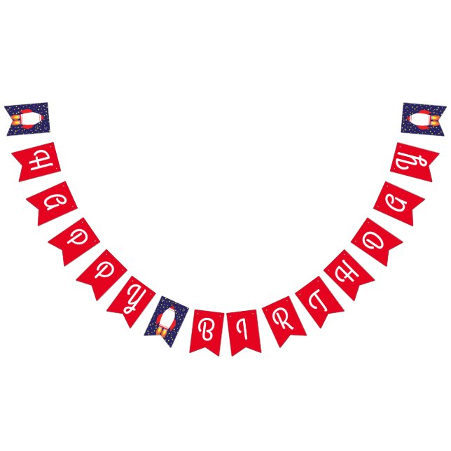 Grattis på födelsedagen-banderoll för Space Rocket Vimplar (Alla)