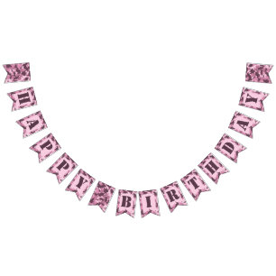 Grattis på födelsedagen banderoll i Rosa Camo Vimplar