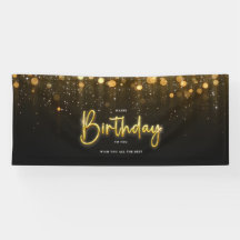 Grattis på födelsedagen Banner Black glitter