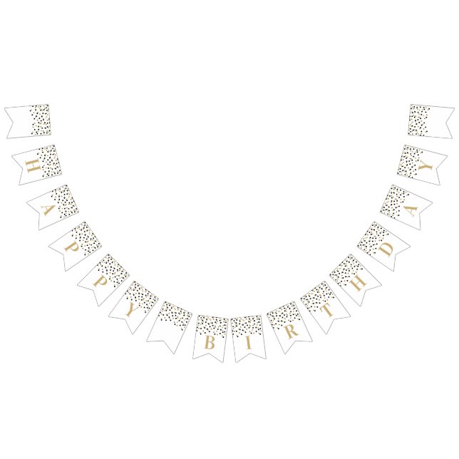 Grattis på födelsedagen Banner Guld Black Confetti Vimplar (Alla)