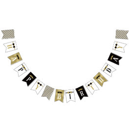 Grattis på födelsedagen Banner i Black och Faux Gu Vimplar