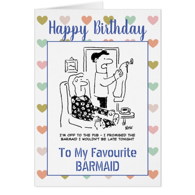 Grattis på födelsedagen Barmaid Hälsningskort (Framsidan)