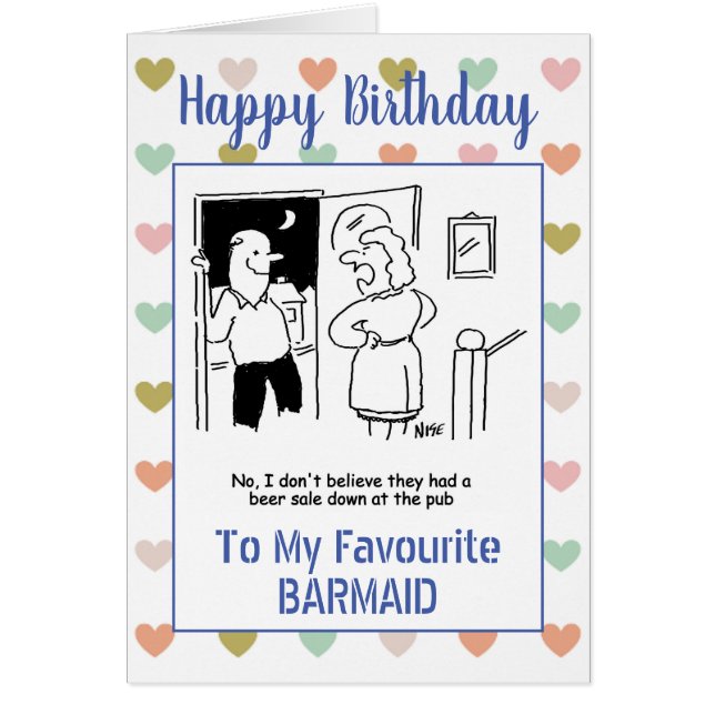 Grattis på födelsedagen Barmaid Hälsningskort (Framsidan)