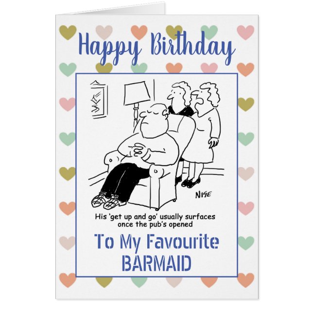 grattis på födelsedagen Barmaid Hälsningskort (Framsidan)