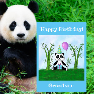 Grattis på födelsedagen barnbarn Panda-fest Kort