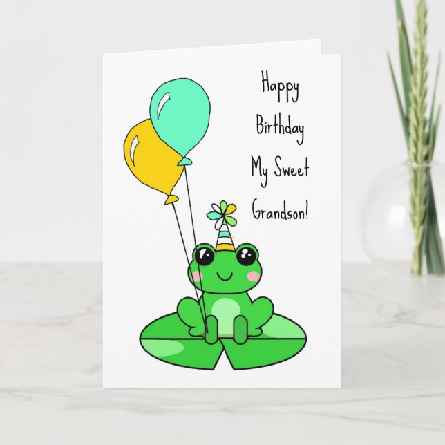 Grattis på födelsedagen barnbarn | Söt groda  Kort (Framsida)