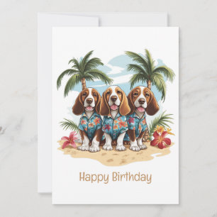 Grattis på födelsedagen Basset Hound Hundar Hawaii Kort