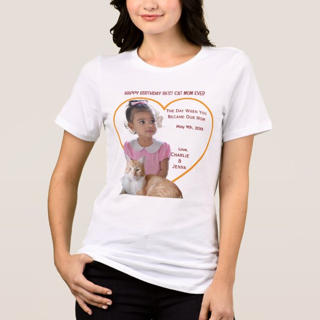 Grattis på födelsedagen Bästa kattmamma foton Katt T Shirt (Framsida)