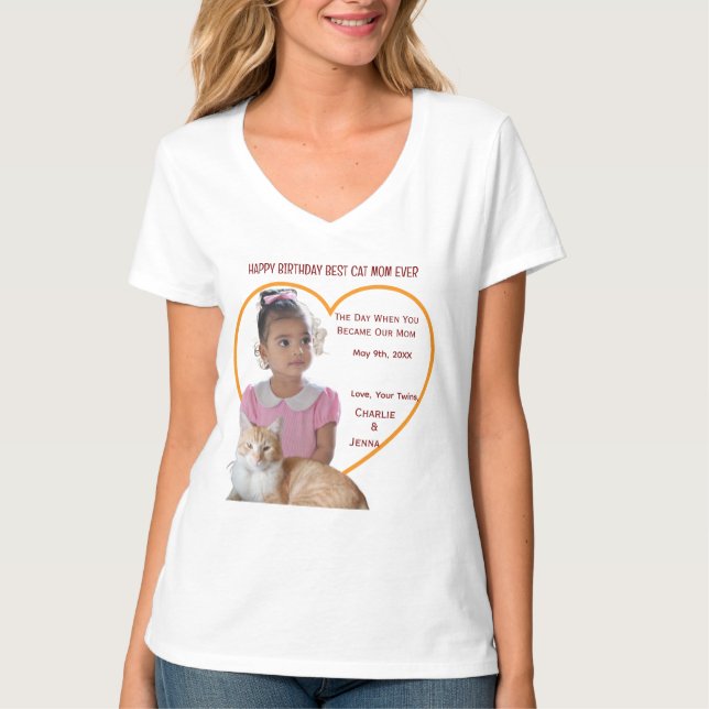 Grattis på födelsedagen Bästa kattmamma foton Katt T Shirt (Framsida)