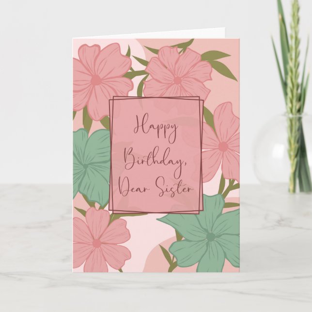 Grattis på födelsedagen Bästa syster Peach Rosa Fl Helgkort (Framsida)