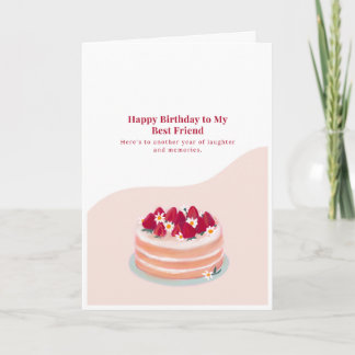 Grattis på födelsedagen Bästa vän Strawberry Cake- Kort