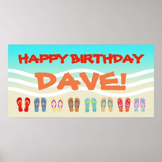 Grattis på födelsedagen Beach Party Anpassningsbar Poster (Framsidan)