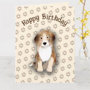 Grattis på födelsedagen Beagle med hund fotavtryck Kort