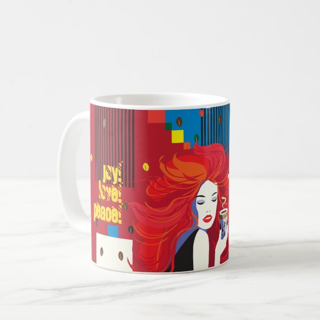 GRATTIS PÅ FÖDELSEDAGEN! Beaitiful Mode Woman POP- Kaffemugg (Framsida vänster)