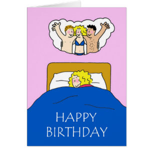 Grattis på födelsedagen Bedroom Fantasy Humor för Hälsningskort