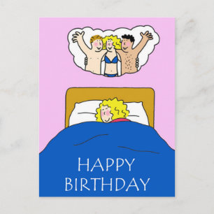 Grattis på födelsedagen Bedroom Fantasy Humor för Vykort