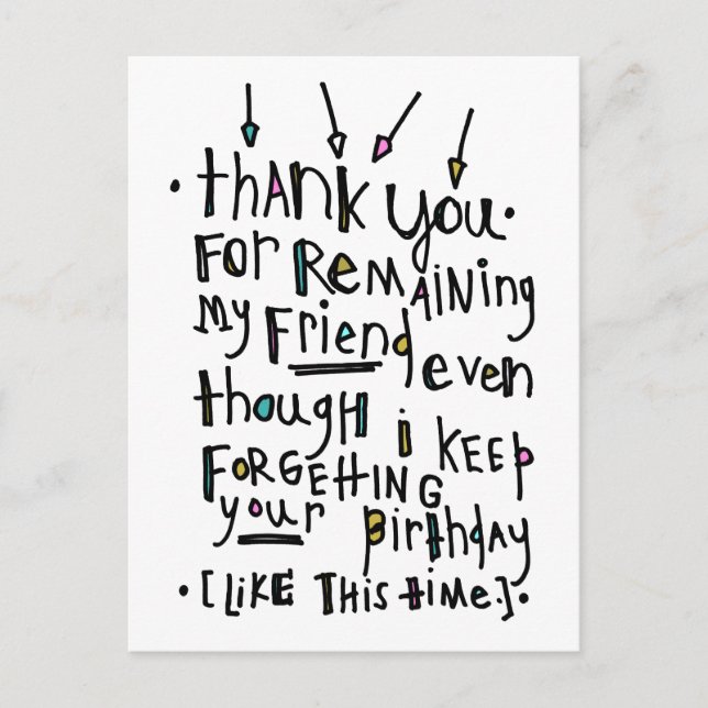 Grattis på födelsedagen (Belated) Vykort (Framsida)