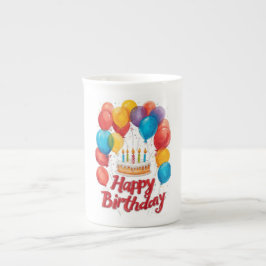 Grattis på födelsedagen benporslin mugg