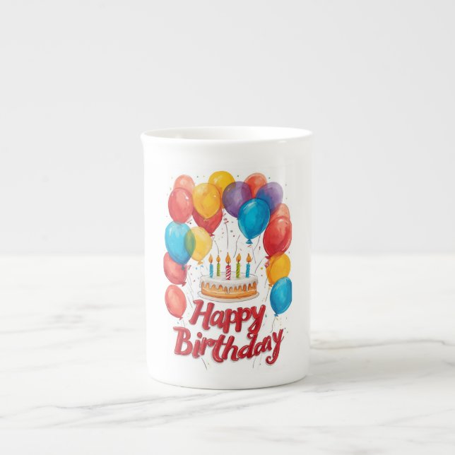 Grattis på födelsedagen benporslin mugg (Framsidan)