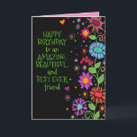 Grattis på födelsedagen Beresh Friend Kort<br><div class="desc">Din bästa vän behöver veta att du tänker på dem på deras speciella dag. Den här söta designen för blommigt av roligt skulle vara perfekten till en speciell vän. Den handritade designen kom från en illustration som jag skapat för min Inspirivitet Facebook-sida (där jag skapar dagligen, inspirationskonst). De flesta designerna...</div>