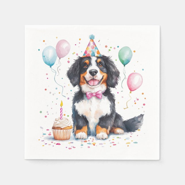 Grattis på födelsedagen Berner Sennenhund Pappersservett (Framsidan)