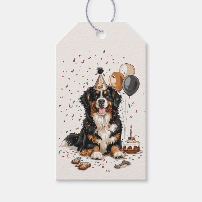 Grattis på födelsedagen Berner Sennenhund Presentetikett (Framsidan)