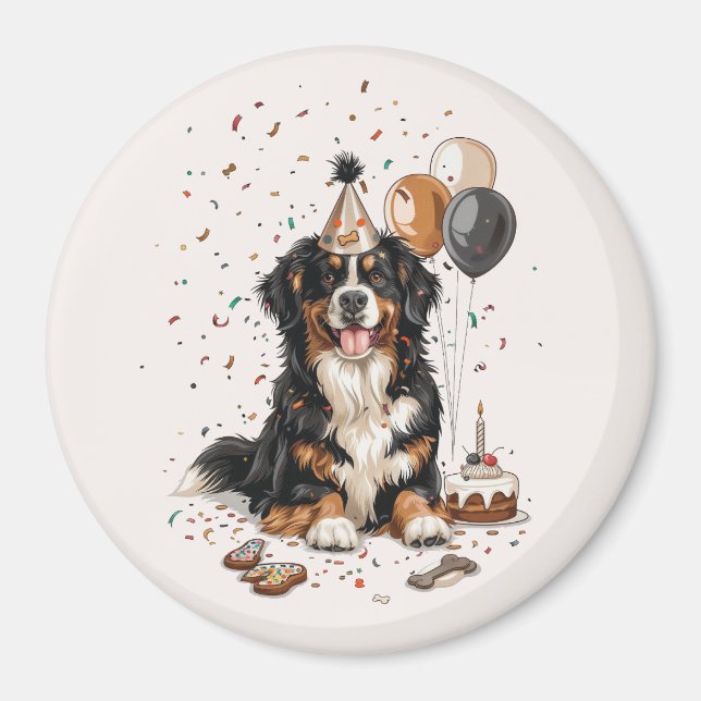 Grattis på födelsedagen Bernese Mountain Hund Magnet (Framsidan)