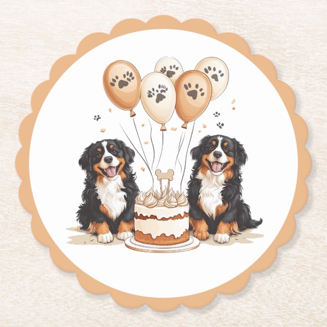 Grattis på födelsedagen Bernese Mountain Hundar Underlägg Papper (Framsida)
