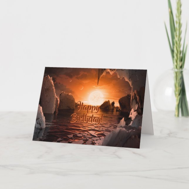 Grattis på födelsedagen - beskåda från Trappist-1f Kort (Framsida)