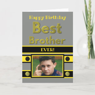Grattis på födelsedagen Best Brother grått gult-fo Kort