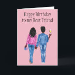 Grattis på födelsedagen Best Friend African Americ Helgkort<br><div class="desc">Se fler hud- och håralternativ i min butik. Kontakta mig om du vill ha annat hår och hud färg. Den här designen kan vara personlig i det område som tillhandahålls genom att ändra fotot och/eller text. Du kan också anpassa den genom att klicka på Anpassa den här mallen och sedan...</div>
