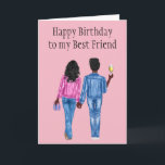 Grattis på födelsedagen Best Friend African Americ Helgkort<br><div class="desc">Se fler hud- och håralternativ i min butik. Kontakta mig om du vill ha annat hår och hud färg. Den här designen kan vara personlig i det område som tillhandahålls genom att ändra fotot och/eller text. Du kan också anpassa den genom att klicka på Anpassa den här mallen och sedan...</div>
