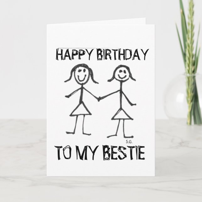 GRATTIS PÅ FÖDELSEDAGEN BESTIE BBF GREETING CARDS HELGKORT (Framsida)