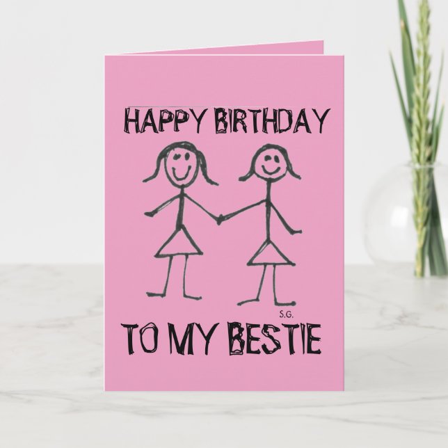 GRATTIS PÅ FÖDELSEDAGEN BESTIE BBF GREETING CARDS HELGKORT (Framsida)