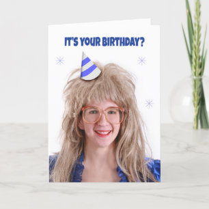 Grattis på födelsedagen Big Hair 80-talets flicka Helgkort